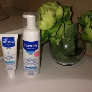 Cradle cap mustela shampoo and cream.